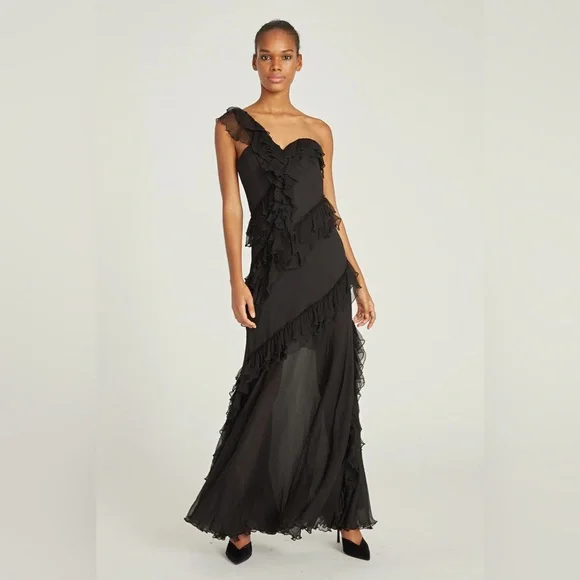 AMUR Black One-Shoulder Maxi Dress - Picture 3 of 16